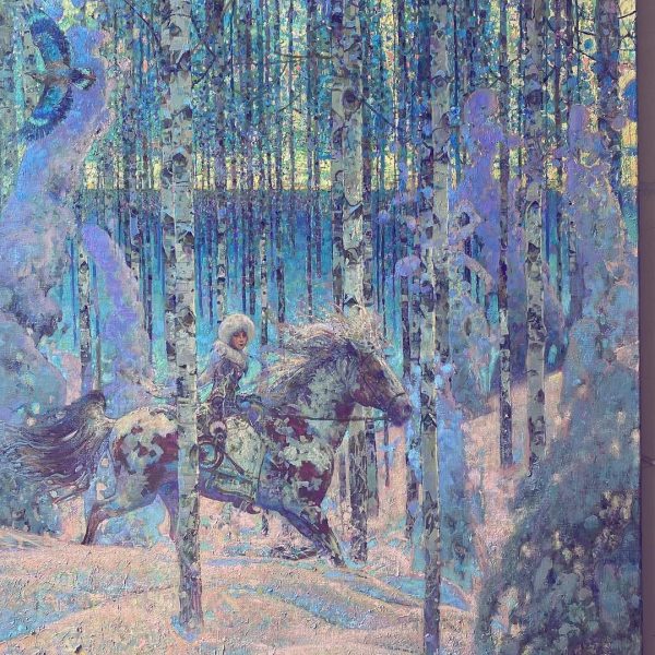 2 With wind in its mane and the sky in its eyes, I rode away on my horse, down the trails of dreams.»oil,canvas (Copy)