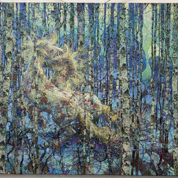 Duel of the Mustangs 90 × 120 cm (48 × 36 inches) 2024 year