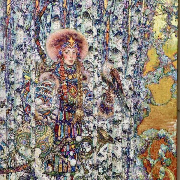 Falcon Hunting 150×90 cm (59×35 inches) 2023 year