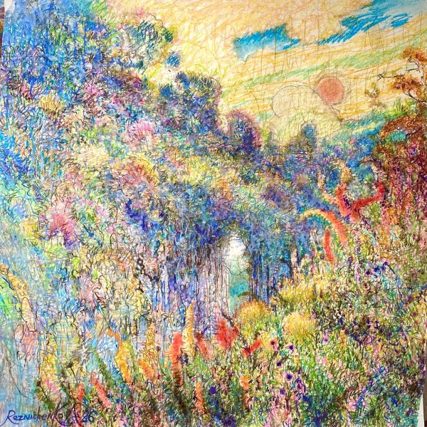 Forest Alley and the Pink Moon (30 × 30 inches), 2026 year